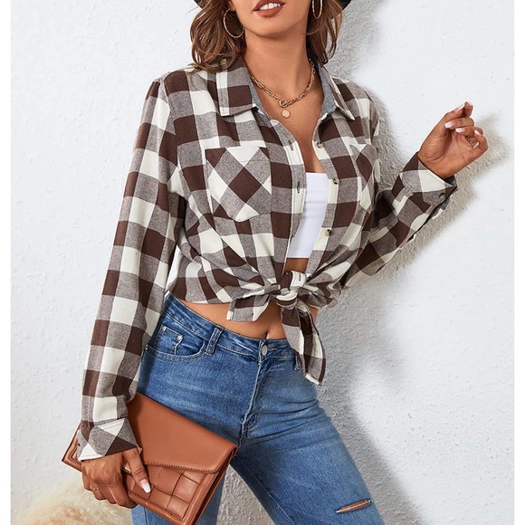 SAMERM Flannel Shirt Oversized Long Sleeve Button Down - Picture 3 of 8